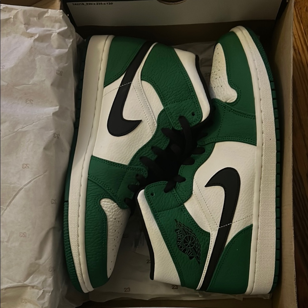 Green and White High-Top Sneakers